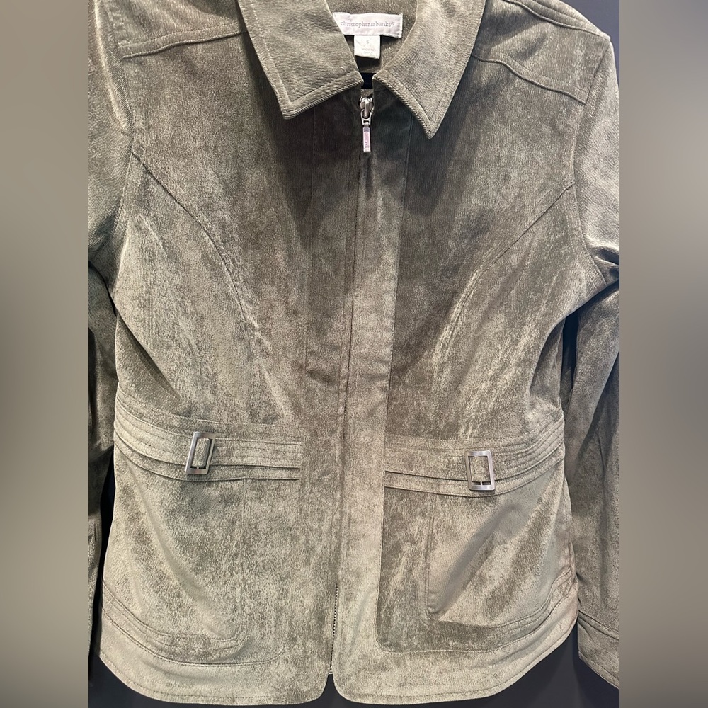 Christopher & Banks | Green Utility Jacket‎ with Classic Collar | Small - Picture 3 of 10